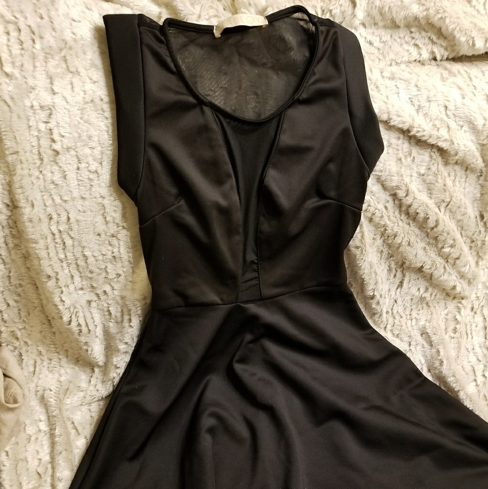 Sheer insert black dress